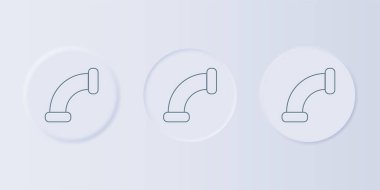 Gri Sanayi metalik boru ikonu gri arka planda izole edildi. Tesisat boru hattının farklı şekillerde parçaları. Kare düğmelere simgeleri yerleştir. Vektör.