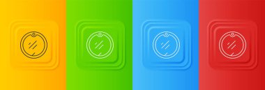 Beyaz kesme tahtası simgesi renkli arkaplanda izole edildi. Kesme tahtası sembolü. Kare düğmelere simgeleri yerleştir. Vektör.