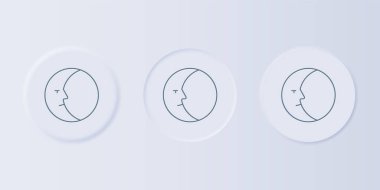 Gri Ay simgesi gri arkaplanda izole edildi. Kare düğmelere simgeleri yerleştir. Vektör.