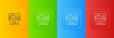 Beyaz Hava tahminleri ikonu renkli arkaplanda izole edildi. Kare düğmelere simgeleri yerleştir. Vektör.