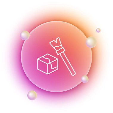 Beyaz Isometric küp simgesi beyaz arkaplanda izole edildi. Geometrik küp katı simge. 3 boyutlu kare işareti. Kutu sembolü. Turuncu ve pembe eğimli çember arka planı. Vektör.