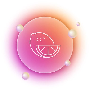 Beyaz Limon simgesi beyaz arkaplanda izole edildi. Turuncu ve pembe eğimli çember arka planı. Vektör.