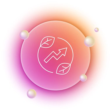 Beyaz Elektrik Yaprak simgesinde beyaz arka planda izole edilmiş beyaz elektrik kaydediliyor. Elektrik tasarrufu. Çevresel koruma. Biyolojik enerji. Turuncu ve pembe eğimli çember arka planı. Vektör.