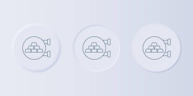 Gri arka planda gri kuyumcu simgesi var. Kare düğmelere simgeleri yerleştir. Vektör.