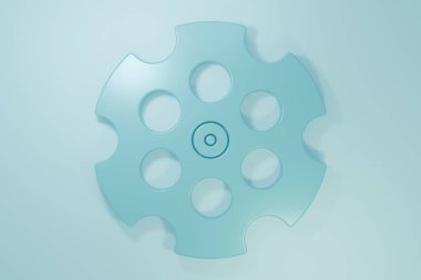 Mavi Revolver silindir simgesi mavi arkaplanda izole edildi. Minimalizm kavramı. 3 Boyutlu resimleme.