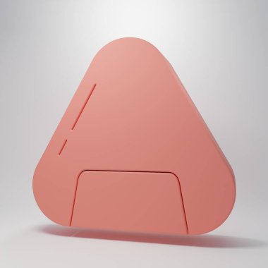 Pembe suşi ikonu pembe arka planda izole edilmiş. Geleneksel Japon yemekleri. Minimalizm kavramı. 3 Boyutlu resimleme.