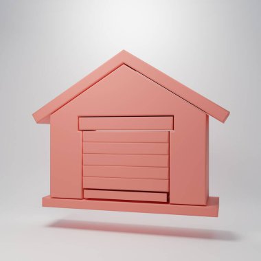Pembe Depo ikonu pembe arka planda izole edilmiş. Minimalizm kavramı. 3 Boyutlu resimleme.