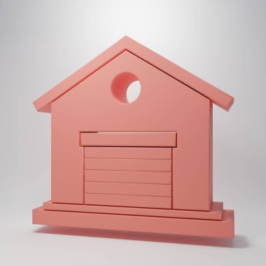 Pembe Depo ikonu pembe arka planda izole edilmiş. Minimalizm kavramı. 3 Boyutlu resimleme.