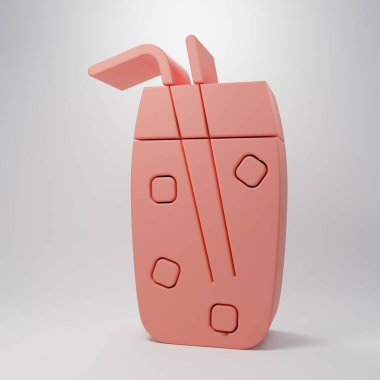 Pink Cocktail and alcohol drink icon isolated on pink background. Minimalism concept. 3D render illustration.