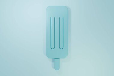Mavi arkaplanda izole edilmiş mavi dondurma ikonu. Güzel sembol. Minimalizm kavramı. 3 Boyutlu resimleme.