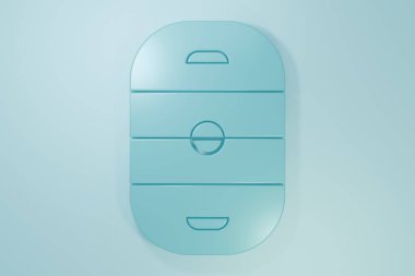 Mavi buz hokeyi sahası ikonu mavi arka planda izole edildi. Hokey sahası. Minimalizm kavramı. 3 Boyutlu resimleme.