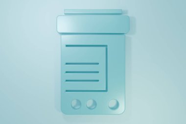 Mavi ilaç şişesi ve mavi arka planda izole edilmiş hap ikonu. Şişe hapı işareti. Eczane tasarımı. Minimalizm kavramı. 3 Boyutlu resimleme.