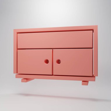 Pink Chest of drawers icon isolated on pink background. Minimalism concept. 3D render illustration.