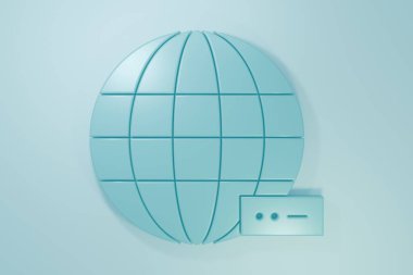 Blue Global teknolojisi veya sosyal ağ simgesi mavi arka planda izole edildi. Minimalizm kavramı. 3 Boyutlu resimleme.