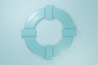 Mavi Lifebuoy simgesi mavi arkaplanda izole edildi. Hayat kurtaran yüzen can simidi plaj için, kurtarma kemeri insanları kurtarmak için. Minimalizm kavramı. 3 Boyutlu resimleme.