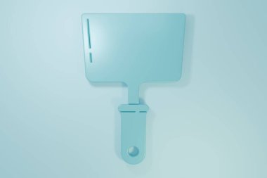 Mavi arka planda mavi macun bıçağı ikonu izole edildi. Spatula tamir aleti. Yağma ya da boya aletleri. Minimalizm kavramı. 3 Boyutlu resimleme.
