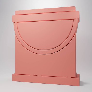 Pembe boya kovası ikonu pembe arka planda izole edilmiş. Minimalizm kavramı. 3 Boyutlu resimleme.