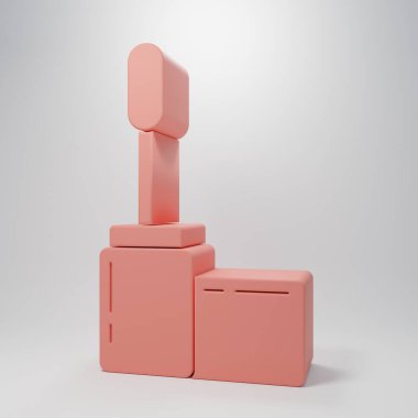 Pembe Mascara fırça ikonu pembe arka planda izole edilmiş. Minimalizm kavramı. 3 Boyutlu resimleme.