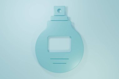 Mavi Parfüm ikonu mavi arkaplanda izole edilmiş. Minimalizm kavramı. 3 Boyutlu resimleme.