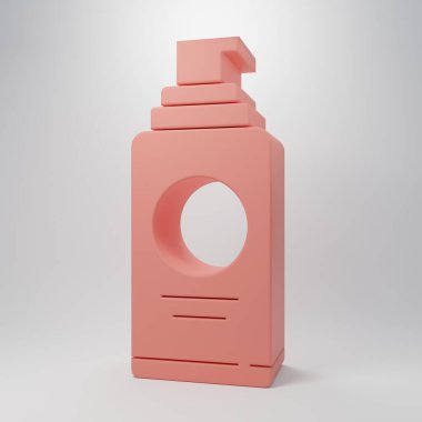 Saç spreyi için pembe sprey kutusu, deodorant, pembe arka planda izole edilmiş terleme önleyici ikon. Minimalizm kavramı. 3 Boyutlu resimleme.