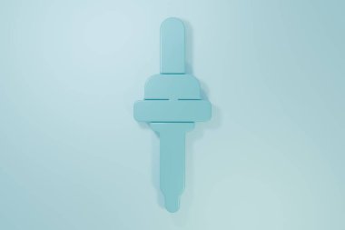 Mavi Pipette simgesi mavi arkaplanda izole edildi. Tıbbi, kozmetik, kimya laboratuvarı ekipmanları. Minimalizm kavramı. 3 Boyutlu resimleme.