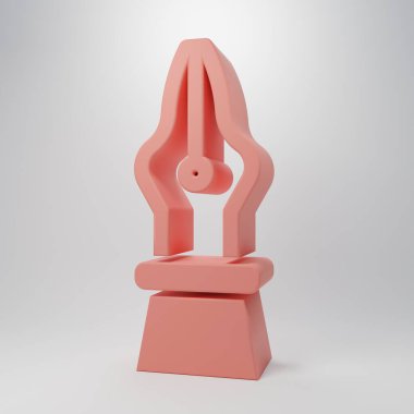 Pembe Çeşme kalem ucu simgesi pembe arkaplanda izole edilmiş. Kalem aleti işareti. Minimalizm kavramı. 3 Boyutlu resimleme.