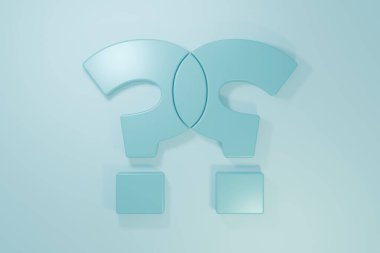 Mavi Soru işareti simgesi mavi arkaplanda izole edildi. SSS işareti. Dosyaları kopyala, konuşma balonu ve grafiğini çıkar. Minimalizm kavramı. 3 Boyutlu resimleme.