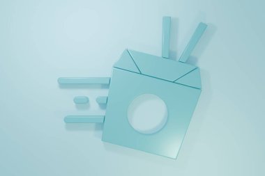 Blue Online sipariş ve erişte teslimat ikonu mavi arka planda izole edildi. Minimalizm kavramı. 3 Boyutlu resimleme.