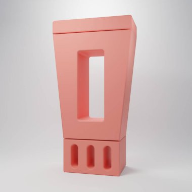 Pembe arka planda izole edilmiş pembe diş macunu ikonu tüpü. Minimalizm kavramı. 3 Boyutlu resimleme.