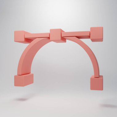 Pembe Bezier eğrisi simgesi pembe arkaplanda izole edilmiş. Kalem aracı simgesi. Minimalizm kavramı. 3 Boyutlu resimleme.