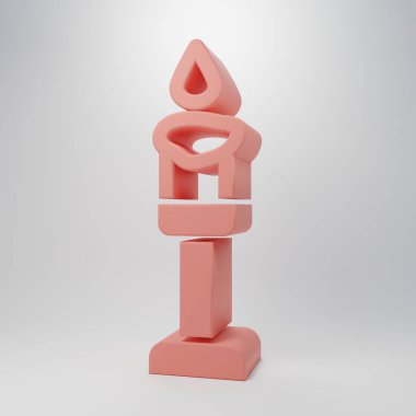 Pembe yanan mum ikonu pembe arka planda izole edilmiş. Silindirik aromatik mum çubuğu ve yanan ateş. Mutlu Cadılar Bayramı Partisi. Minimalizm kavramı. 3 Boyutlu resimleme.