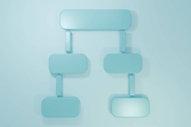 Mavi İş Hiyerarşisi organogram grafiksel bilgi ikonu mavi arkaplanda izole edildi. Kurumsal yapı grafik elementleri. Minimalizm kavramı. 3 Boyutlu resimleme.