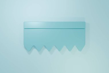 Mavi Sünger simgesi mavi arkaplanda izole edildi. Bulaşık yıkamak için bir tutam Bast. Temizlik servisi logosu. Minimalizm kavramı. 3 Boyutlu resimleme.