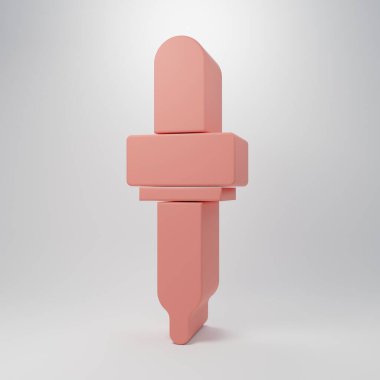 Pink Pipette icon isolated on pink background. Element of medical, cosmetic, chemistry lab equipment. Minimalism concept. 3D render illustration.