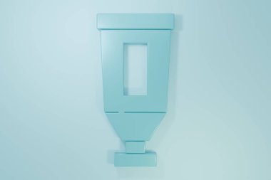 Mavi arkaplanda mavi krem ya da losyon kozmetik tüp ikonu var. Kadınlar için vücut bakım ürünleri. Minimalizm kavramı. 3 Boyutlu resimleme.