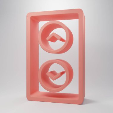 Pembe kaldırma simgesi pembe arkaplanda izole edilmiş. Asansör sembolü. Minimalizm kavramı. 3 Boyutlu resimleme.