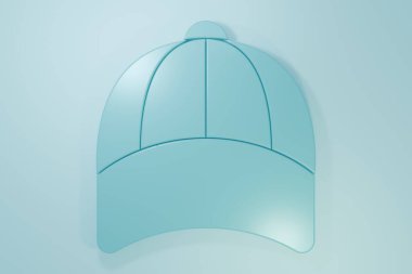 Mavi arka planda mavi beyzbol şapkası simgesi izole edildi. Spor malzemeleri. Spor üniforması. Minimalizm kavramı. 3 Boyutlu resimleme.