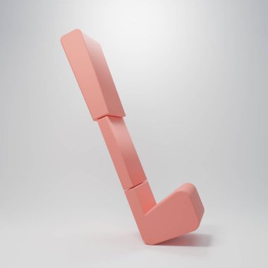 Pembe golf kulübü ikonu pembe arka planda izole edilmiş. Minimalizm kavramı. 3 Boyutlu resimleme.