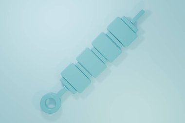 Mavi arka planda mavi ızgara şiş kebap izole edilmiş şiş çubuk ikonu. Şiş çubukta et kebabı. Izgara etle piknik. Minimalizm kavramı. 3 Boyutlu resimleme.