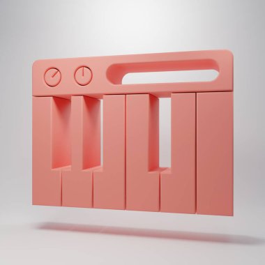 Pembe Müzik Sentezleyici simgesi pembe arkaplanda izole edilmiş. Elektronik piyano. Minimalizm kavramı. 3 Boyutlu resimleme.