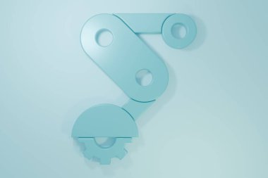 Mavi Derailleur bisiklet arka hız katlama simgesi mavi arkaplanda izole edildi. Minimalizm kavramı. 3 Boyutlu resimleme.