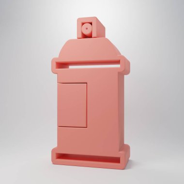 Pembe boya kutusu ikonu pembe arka planda izole edilmiş. Minimalizm kavramı. 3 Boyutlu resimleme.