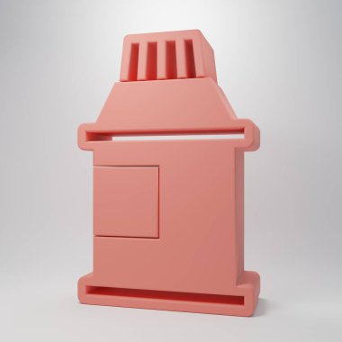 Pink Paint, gouache, jar, dye icon isolated on pink background. Minimalism concept. 3D render illustration.