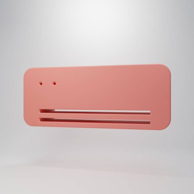 Pembe klima ikonu pembe arka planda izole edilmiş. Sistemin havalandırmasını böl. Soğuk ve soğuk iklim kontrol sistemi. Minimalizm kavramı. 3 Boyutlu resimleme .