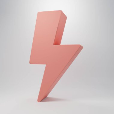 Pembe Şimşek simgesi pembe arka planda izole edilmiş. Flaş işareti. Flaş ikonunu yükle. Gök gürültüsü. Yıldırım çarpması. Minimalizm kavramı. 3 Boyutlu resimleme .