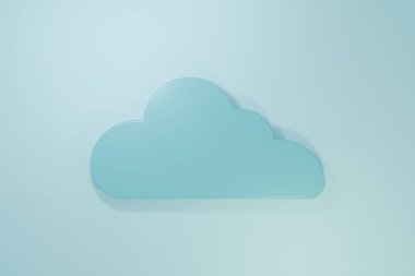 Mavi Bulut simgesi mavi arkaplanda izole edildi. Minimalizm kavramı. 3 Boyutlu resimleme .
