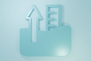Mavi arkaplanda su seviyesi simgesinde Mavi Yükseliş var. Minimalizm kavramı. 3 Boyutlu resimleme .