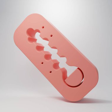 Pembe Meteoroloji termometresi pembe arka planda izole edilmiş ısı ve soğuk ikonu ölçer. Termometre termometresi sıcak ya da soğuk hava gösteriyor. Minimalizm kavramı. 3 Boyutlu resimleme .