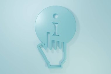 Mavi Bilgi simgesi mavi arkaplanda izole edildi. Minimalizm kavramı. 3 Boyutlu resimleme .