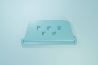 Mavi taksinin çatı simgesi mavi arka planda izole edildi. Minimalizm kavramı. 3 Boyutlu resimleme .